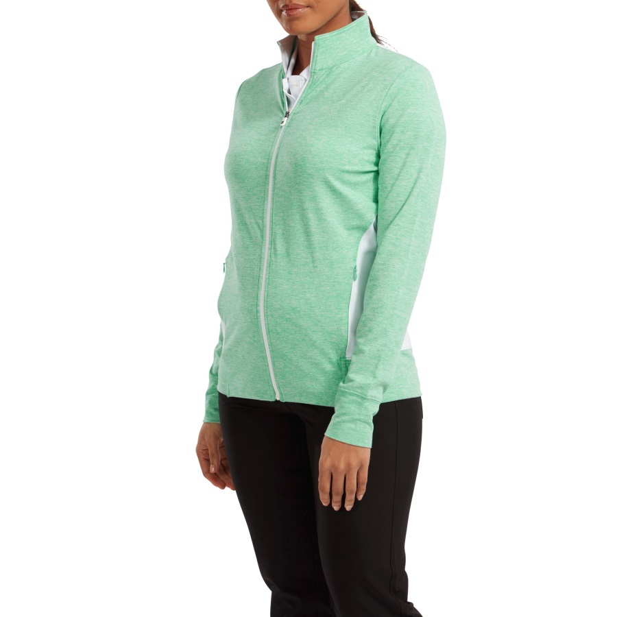Jade Stone-White Women's Full-Zip Knit Mid-Layer Footjoy