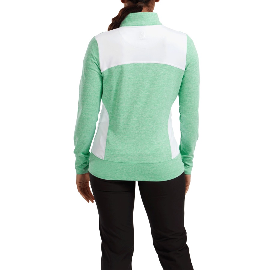 Jade Stone-White Women's Full-Zip Knit Mid-Layer Footjoy