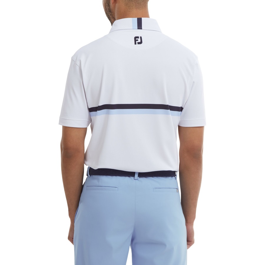 Double Chest Band Pique White-Navy-Blue Footjoy