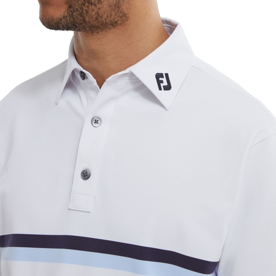 Double Chest Band Pique White-Navy-Blue Footjoy