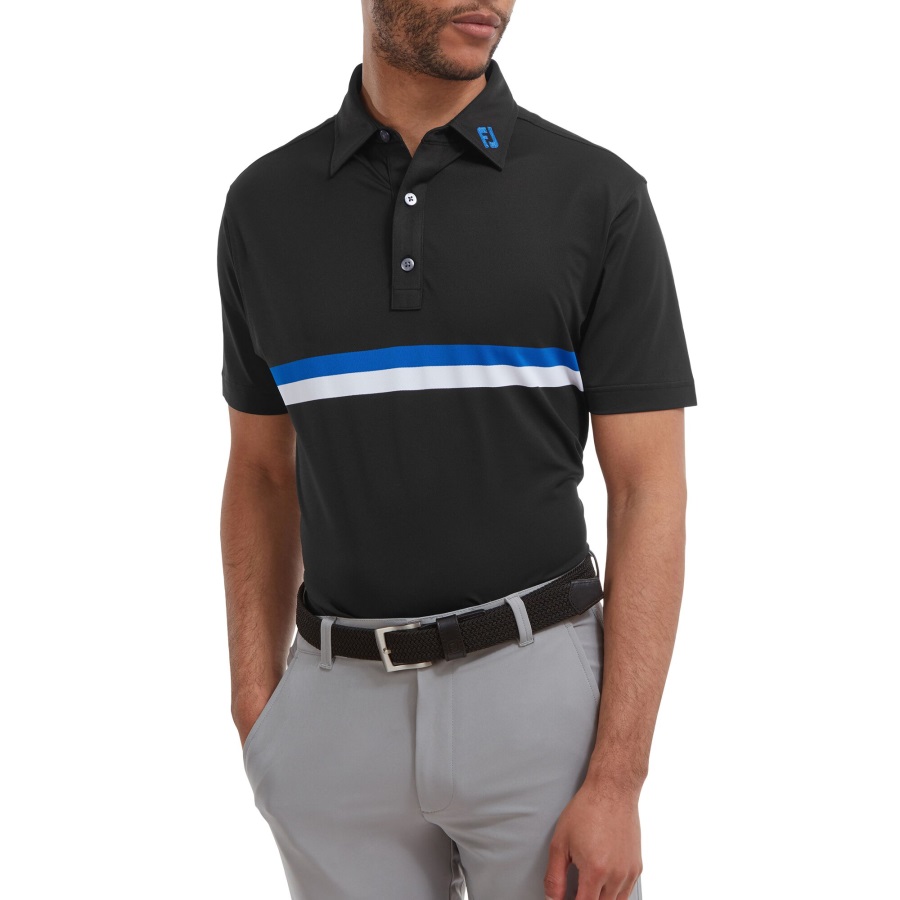 Footjoy Black-Blue-White Double Chest Band Pique