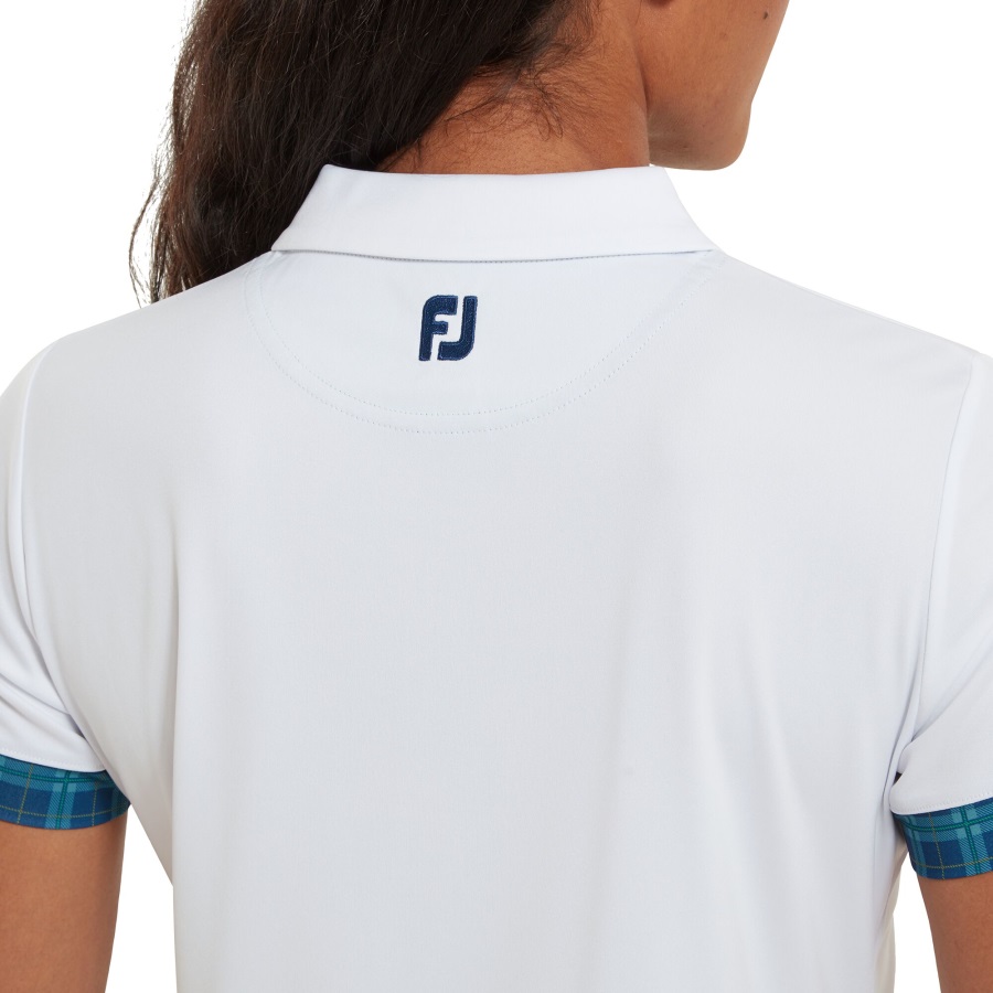 Footjoy Open Tartan Trim Women Shirt White