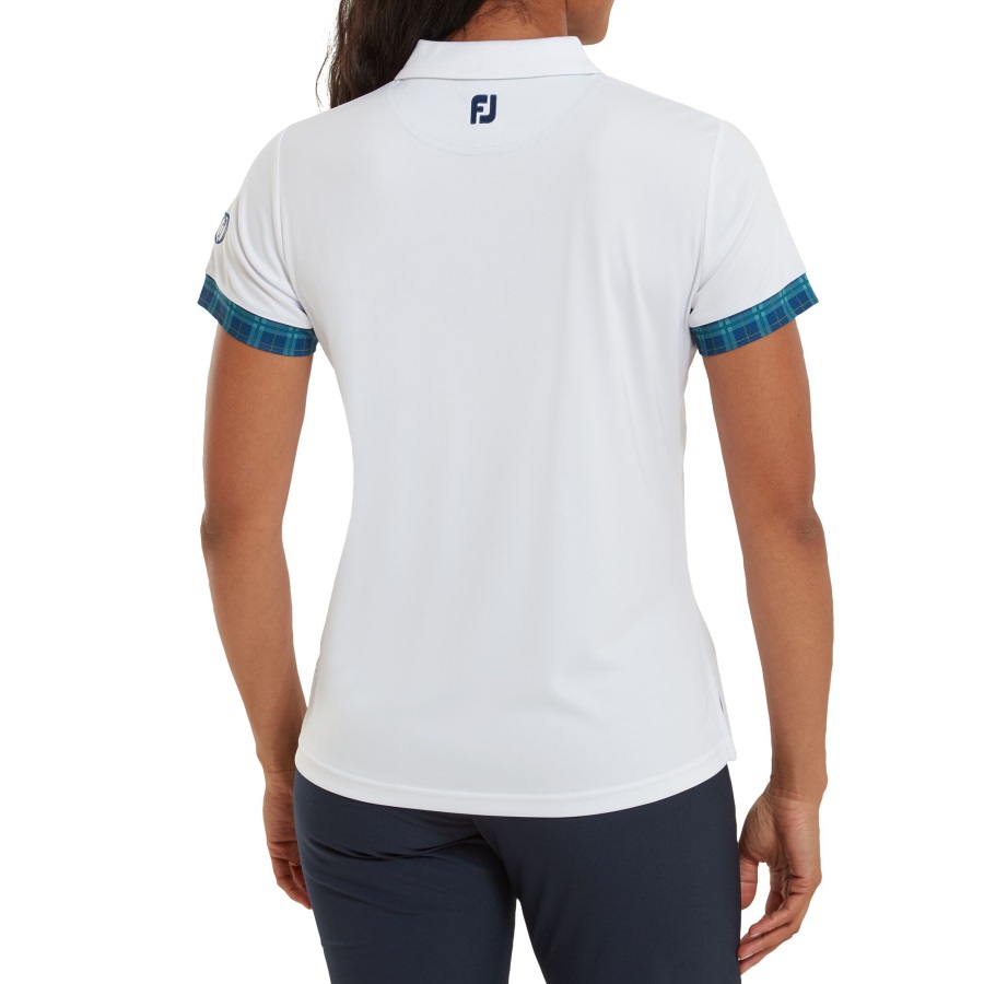 Footjoy White Open Tartan Trim Women Shirt