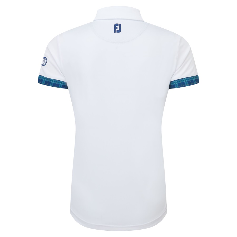 Footjoy White Open Tartan Trim Women Shirt
