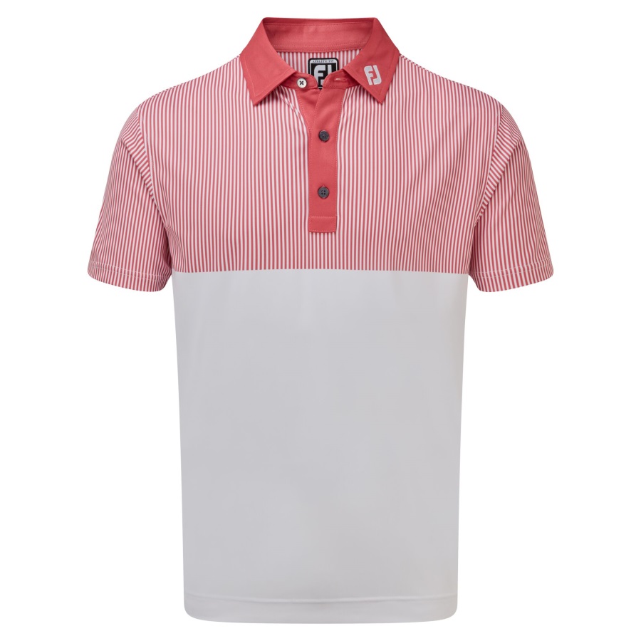 Footjoy Smooth Pique Engineered Vertical Print White-Cape Red