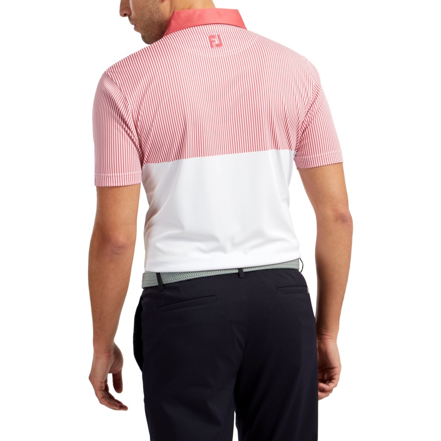 Footjoy Smooth Pique Engineered Vertical Print White-Cape Red