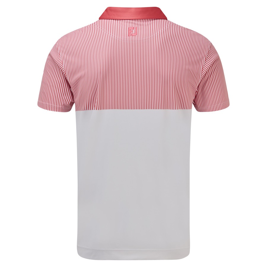 Footjoy Smooth Pique Engineered Vertical Print White-Cape Red