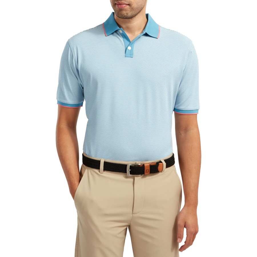 Storm Blue-White Pique Ministripe Footjoy