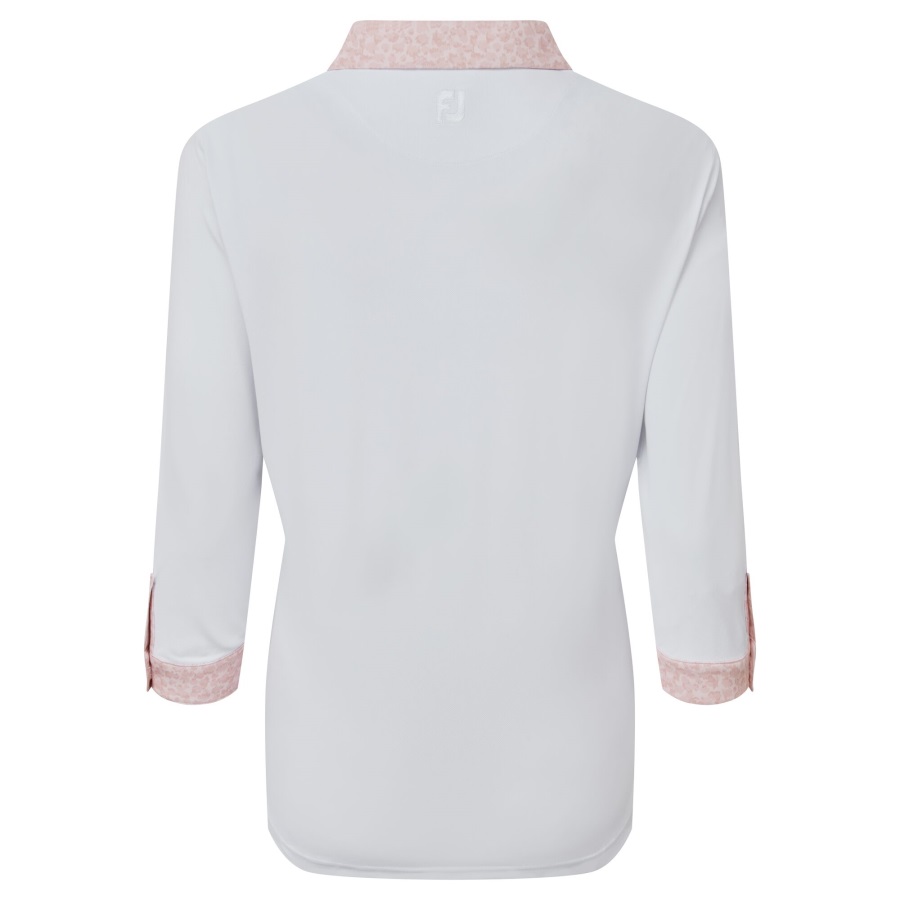 Women's 3-4 Sleeve Pique with Printed Trim Footjoy White