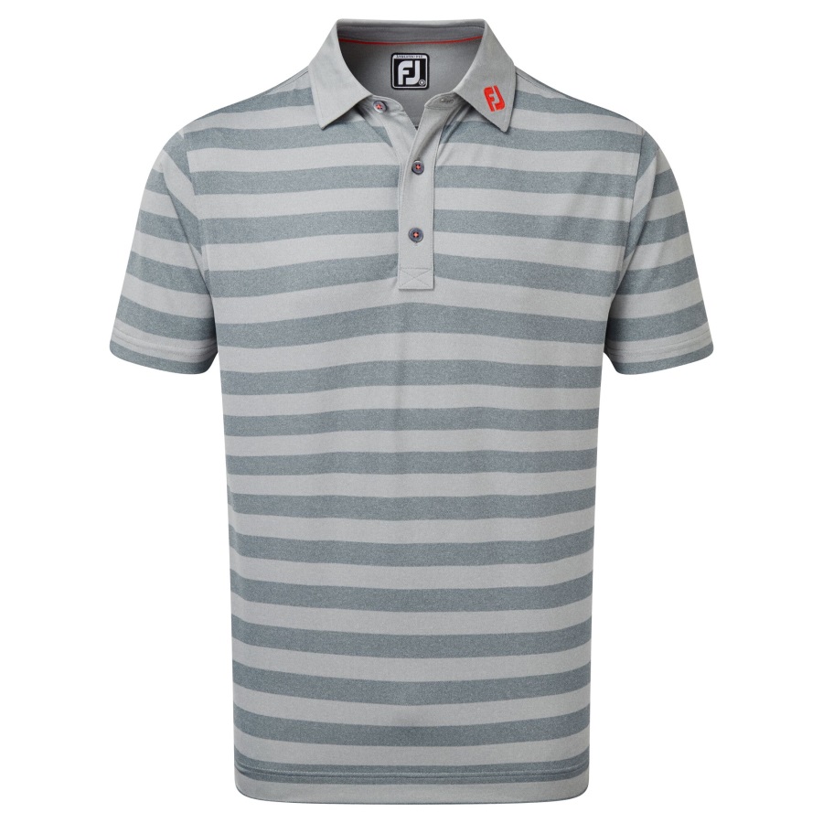 Stretch Pique Rugby Stripe Heather Grey-Heather Smoke Footjoy