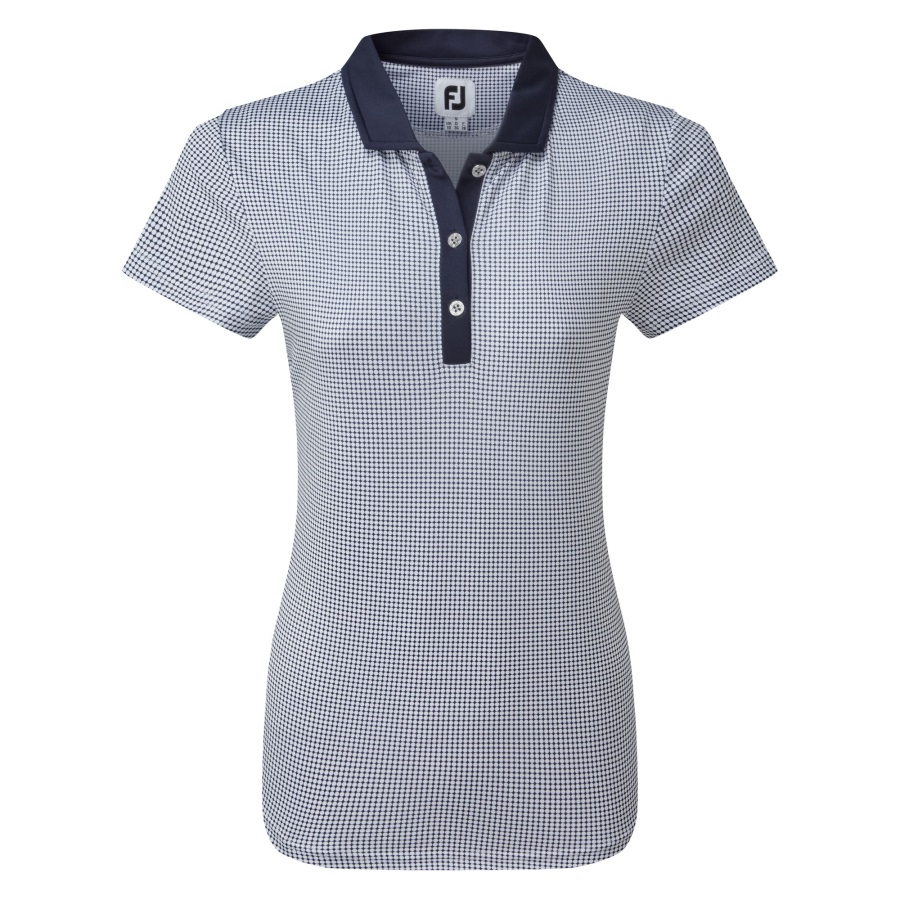 Navy Footjoy Women's Lisle Sleeveless Shirt with Neck Trim