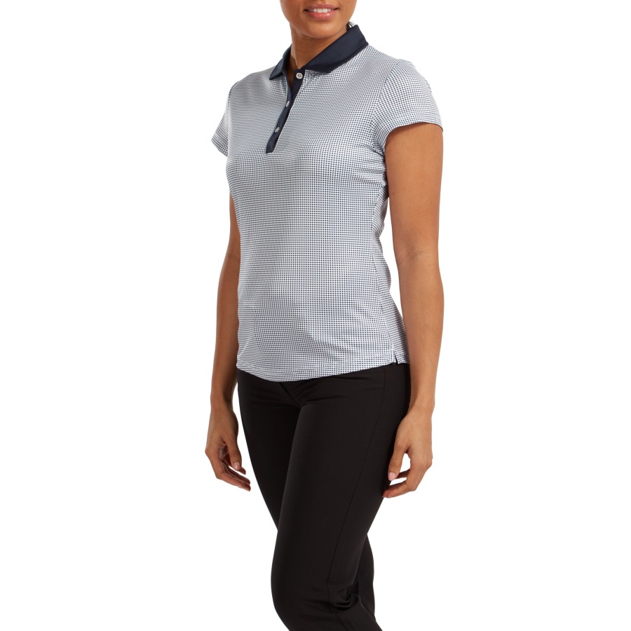 Navy Footjoy Women's Lisle Sleeveless Shirt with Neck Trim