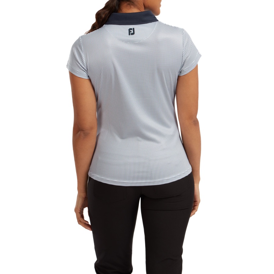 Navy Footjoy Women's Lisle Sleeveless Shirt with Neck Trim
