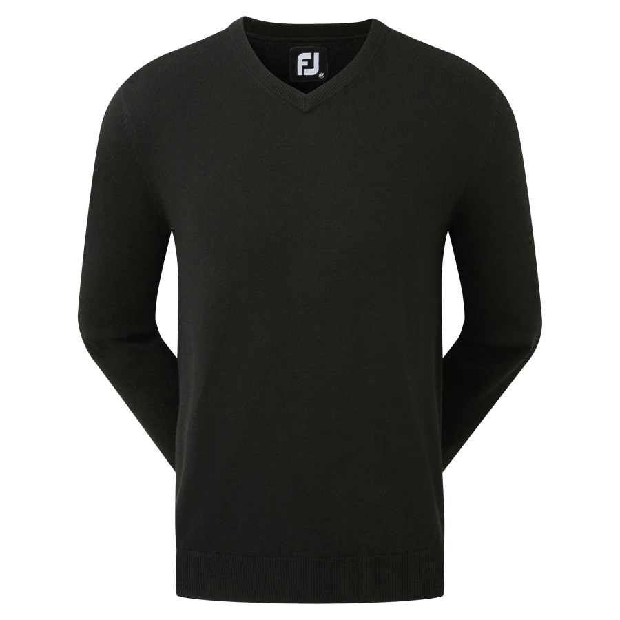 Black Wool Blend V-Neck Pullover Footjoy Men