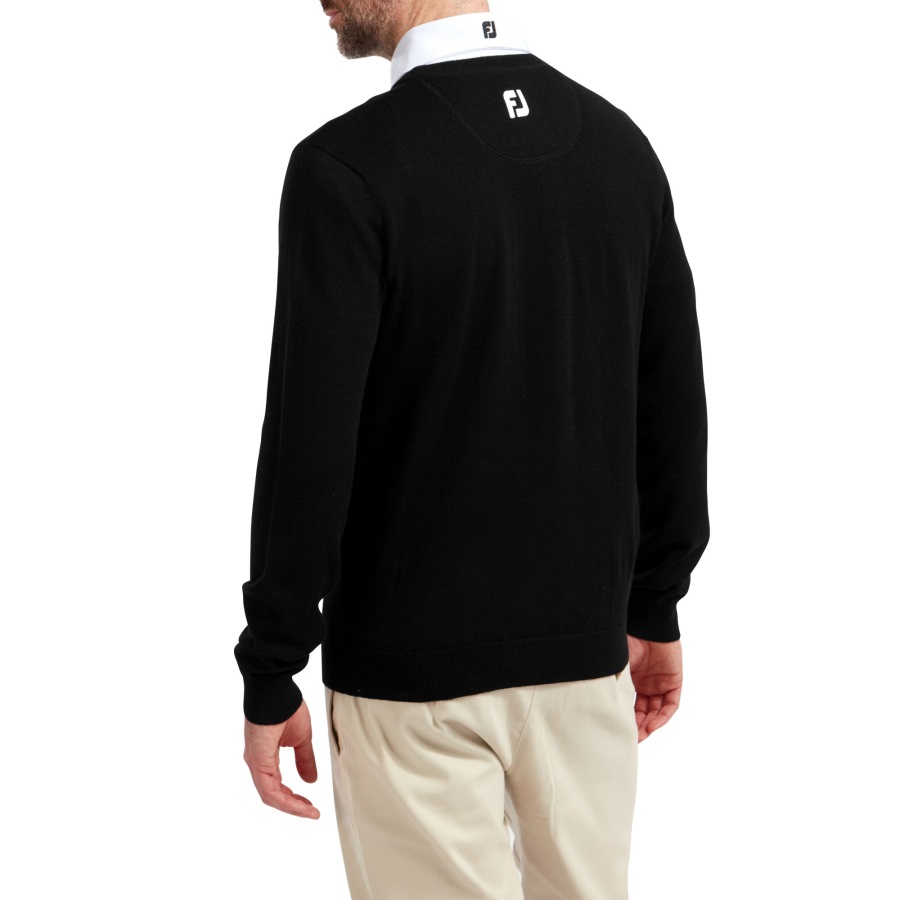 Black Wool Blend V-Neck Pullover Footjoy Men
