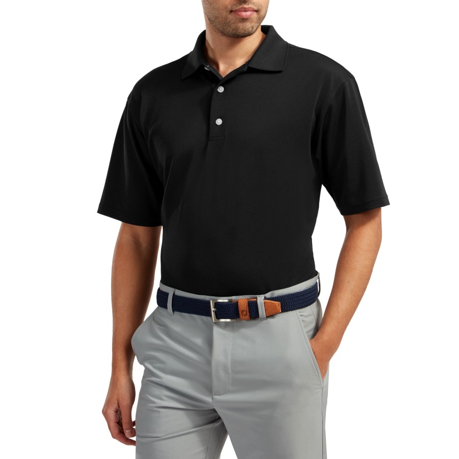 Black Stretch Pique Solid Knit Collar Footjoy