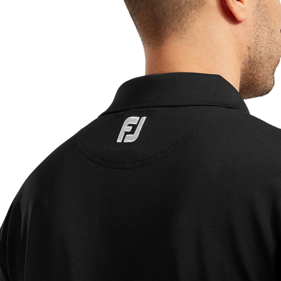 Stretch Pique Solid Knit Collar Footjoy Black