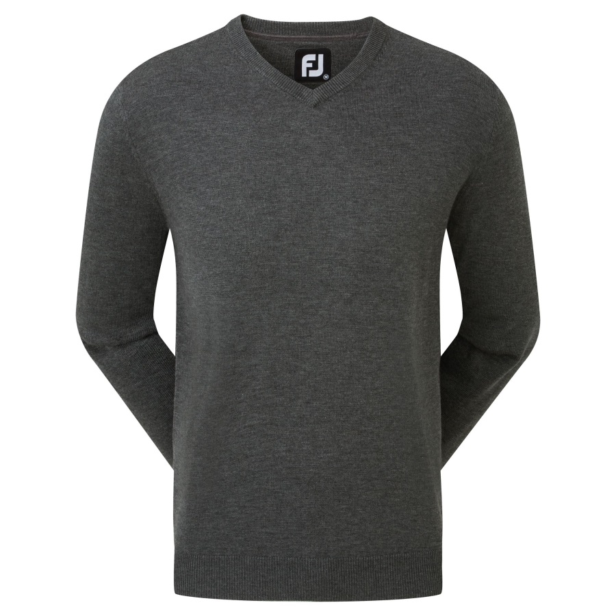 Footjoy Heather Charcoal Wool Blend V-Neck Pullover