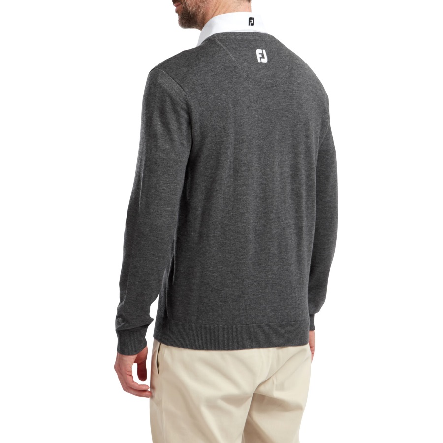 Footjoy Heather Charcoal Wool Blend V-Neck Pullover