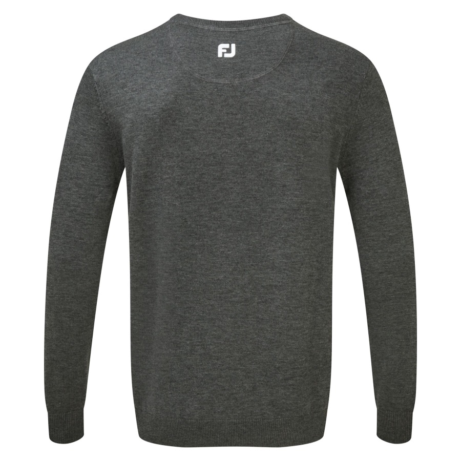 Heather Charcoal Wool Blend V-Neck Pullover Footjoy