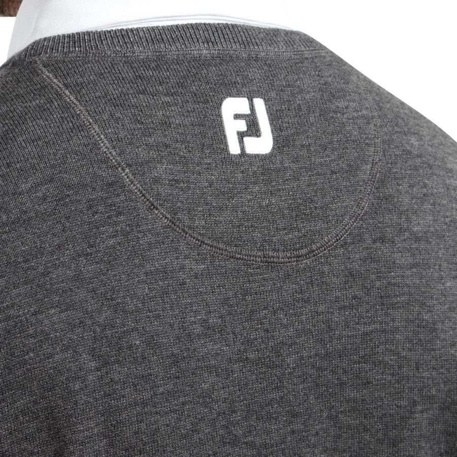 Heather Charcoal Wool Blend V-Neck Pullover Footjoy
