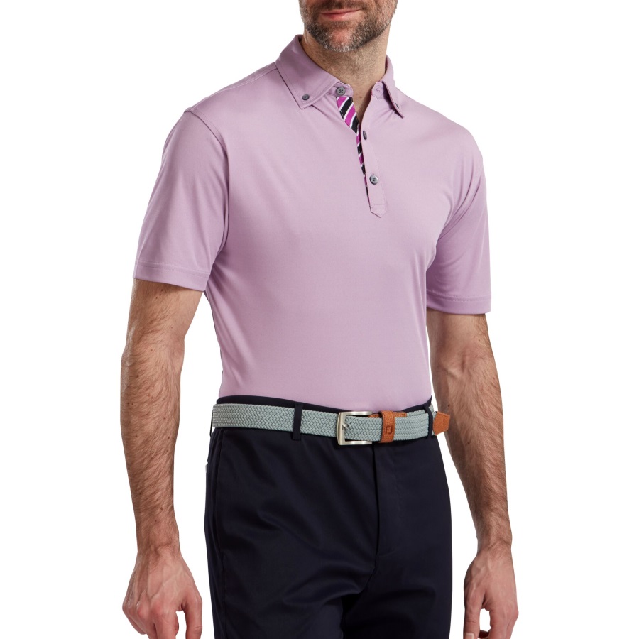 Mulberry Birdseye Jacquard with Stripe Trim Footjoy