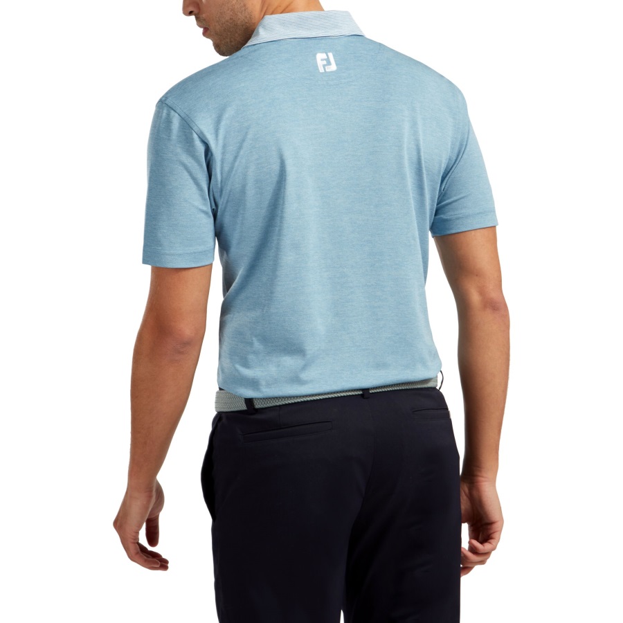 Storm Blue Footjoy Heather Pique with Pinstripe Trim