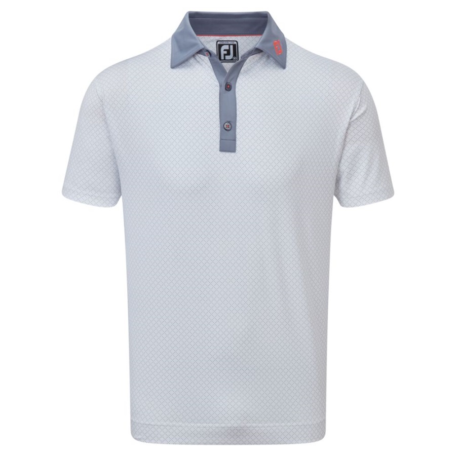 White-Grey Diamond Dot Print Lisle Footjoy