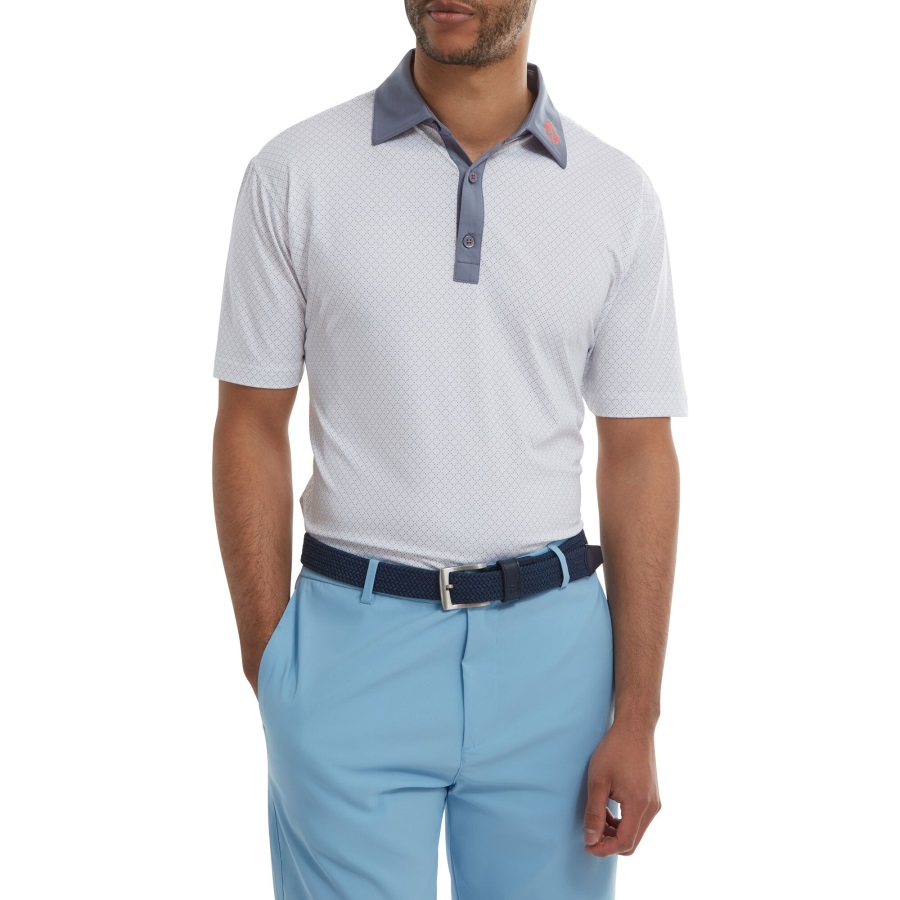White-Grey Diamond Dot Print Lisle Footjoy