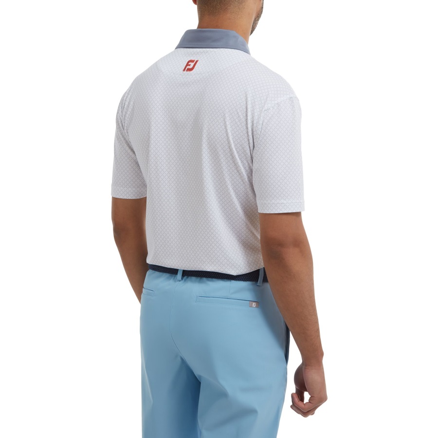 White-Grey Diamond Dot Print Lisle Footjoy