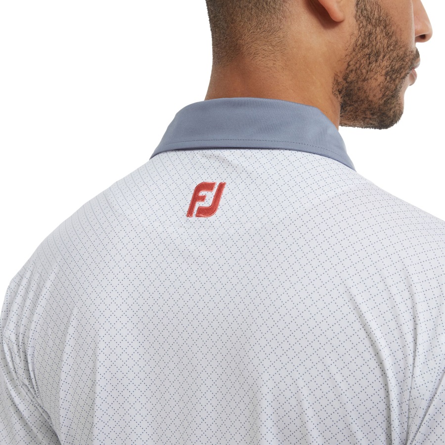 White-Grey Diamond Dot Print Lisle Footjoy