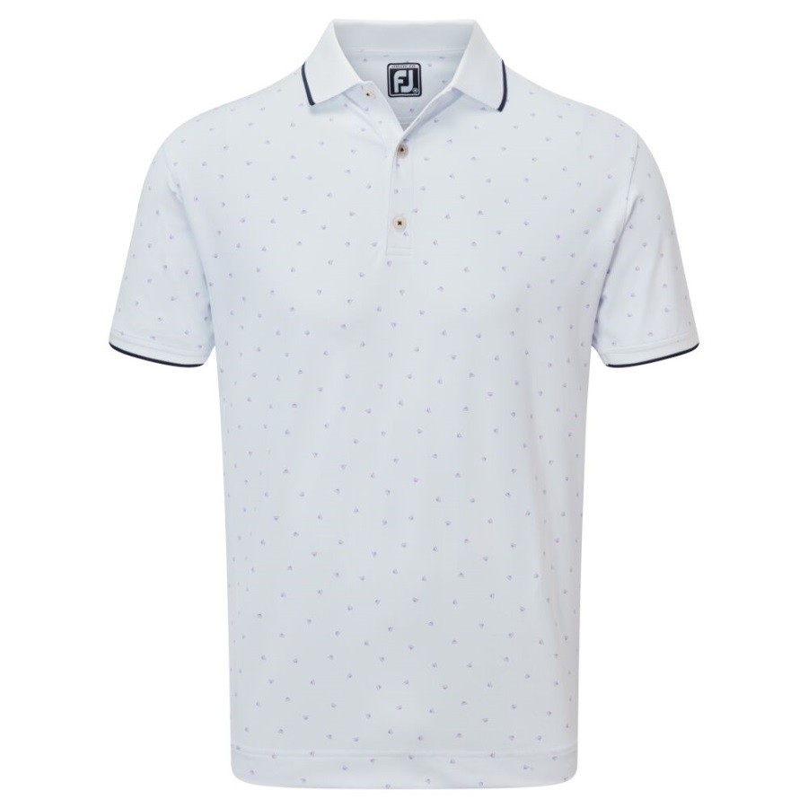 Footjoy White-Lavender Push Play Print Pique