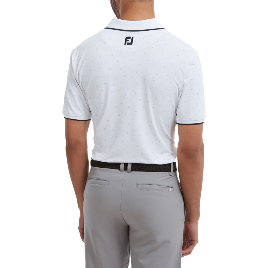 Footjoy White-Lavender Push Play Print Pique