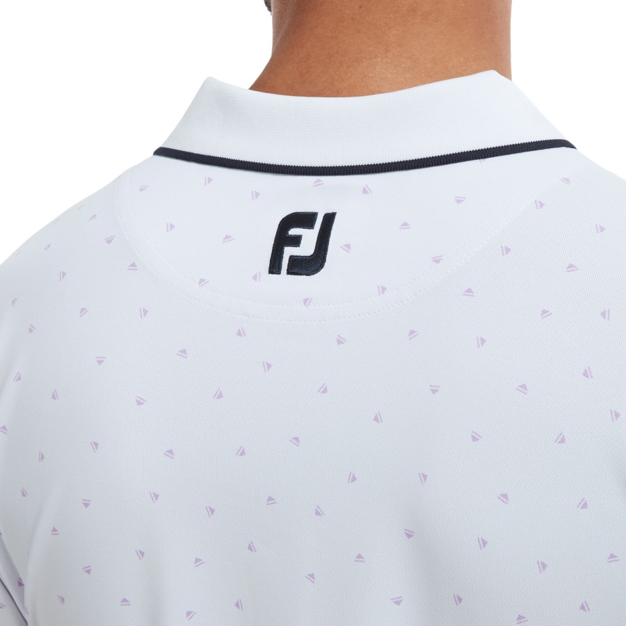 Footjoy White-Lavender Push Play Print Pique