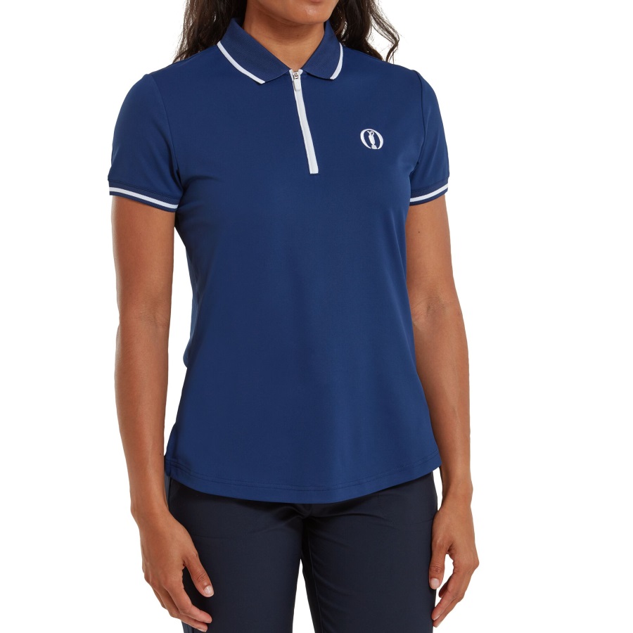 Footjoy Open Blue Open Zip Polo Women