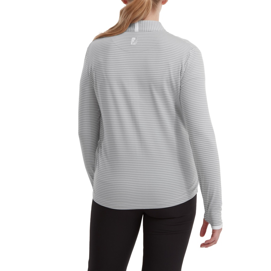 Grey Footjoy Full-Zip Lightweight Tonal Stripe Midlayer