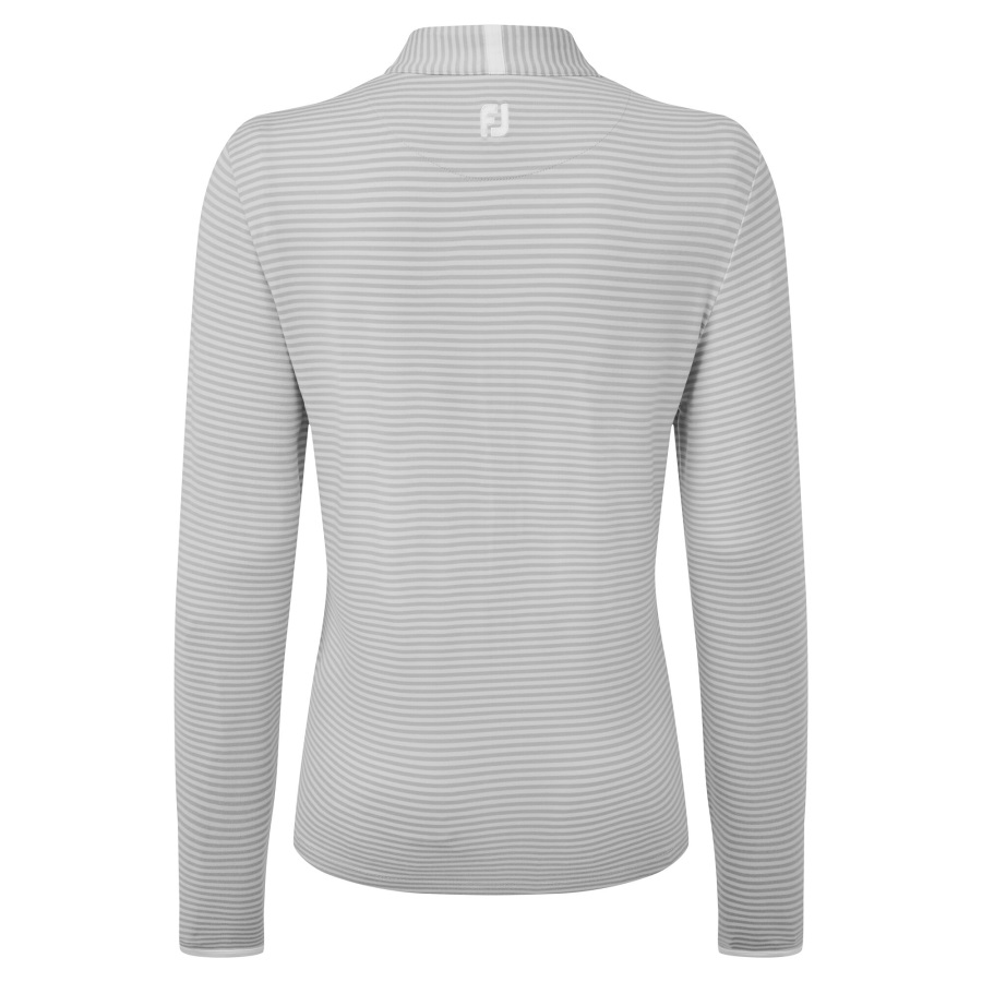 Grey Footjoy Full-Zip Lightweight Tonal Stripe Midlayer