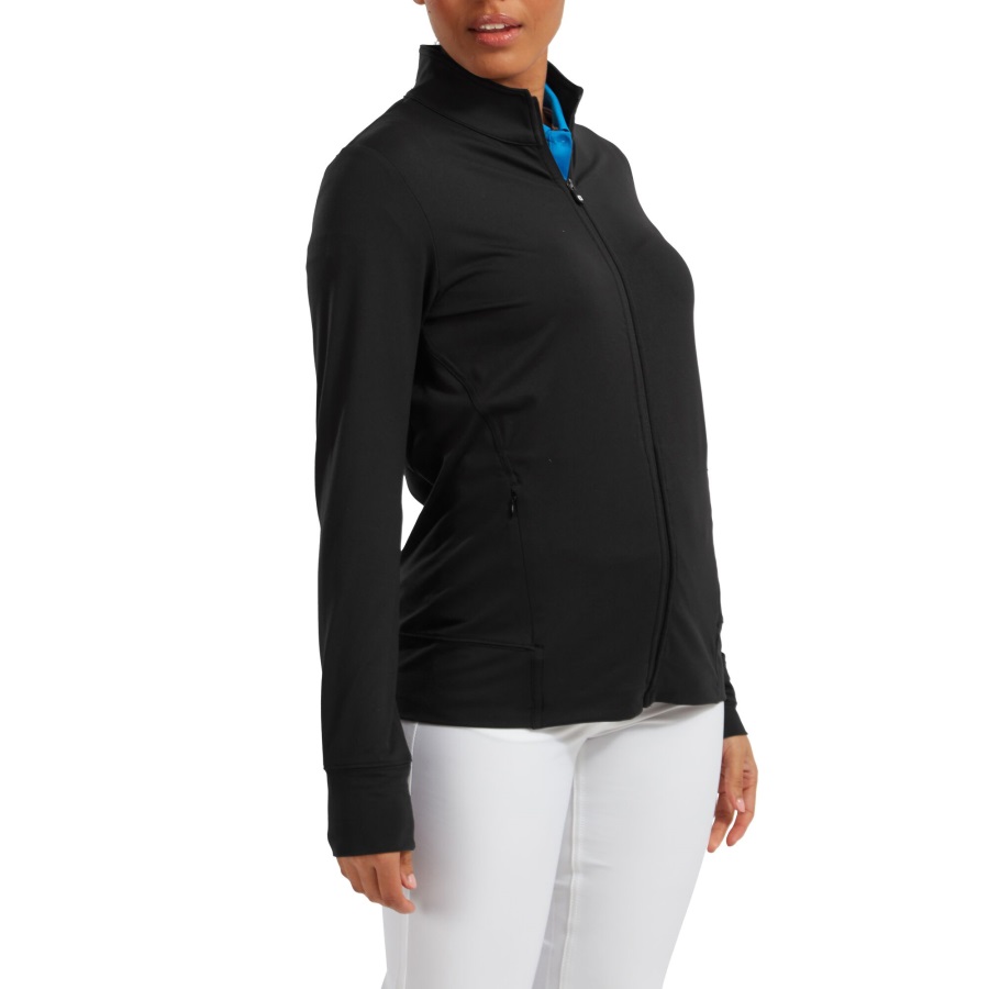Black Footjoy Women's Full-Zip Knit Mid-Layer