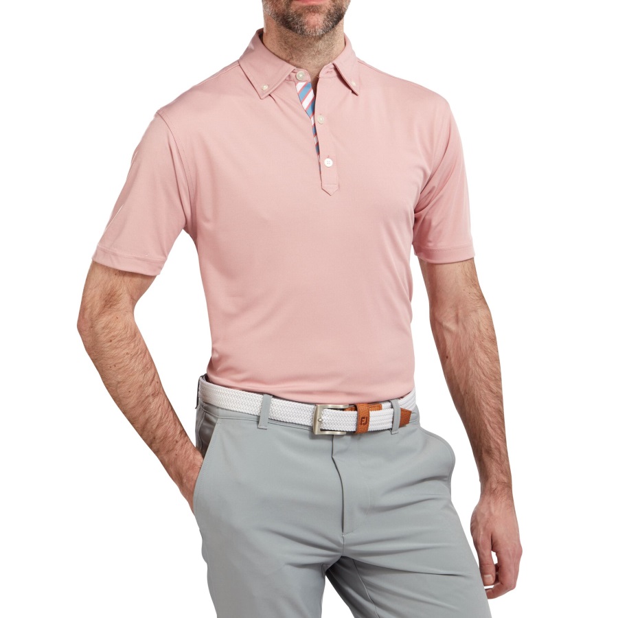 Footjoy Cape Red Birdseye Jacquard with Stripe Trim