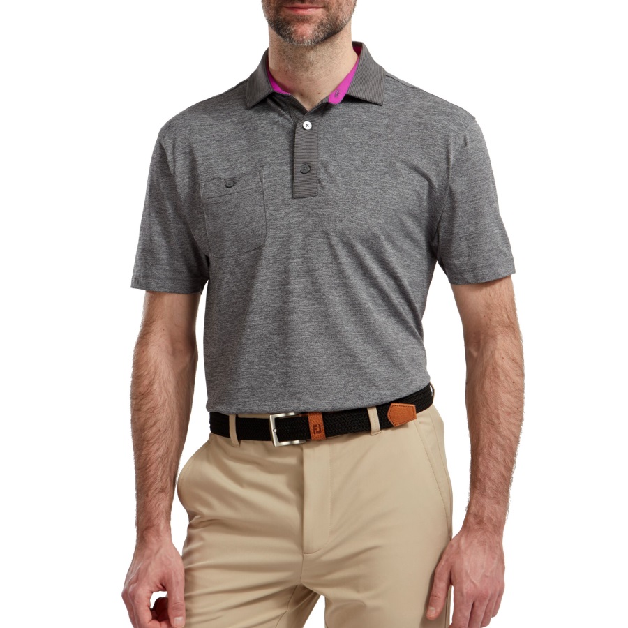 Footjoy Black Heather Pique with Pinstripe Trim