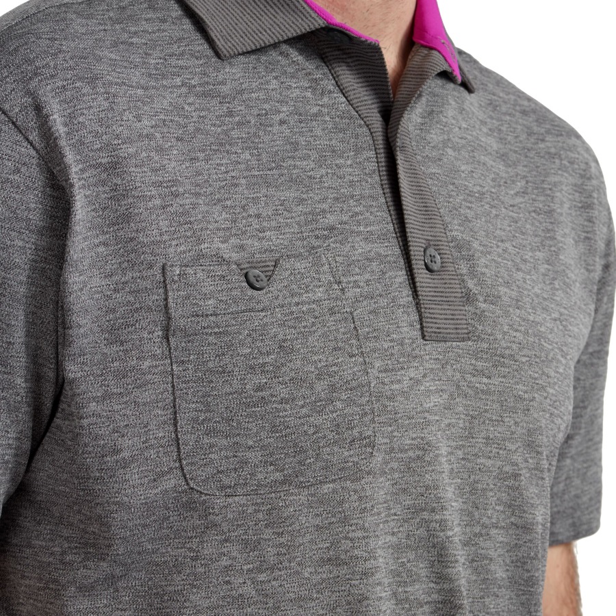 Footjoy Black Heather Pique with Pinstripe Trim