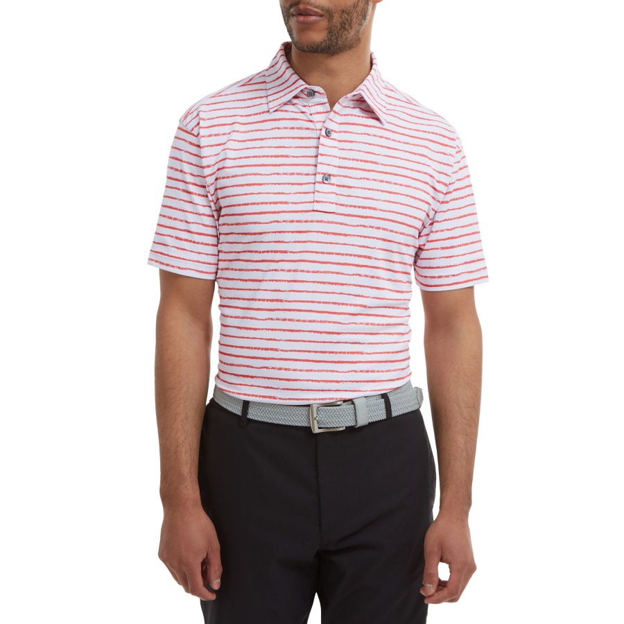 Footjoy Chalk Link Print Pique White-Orange