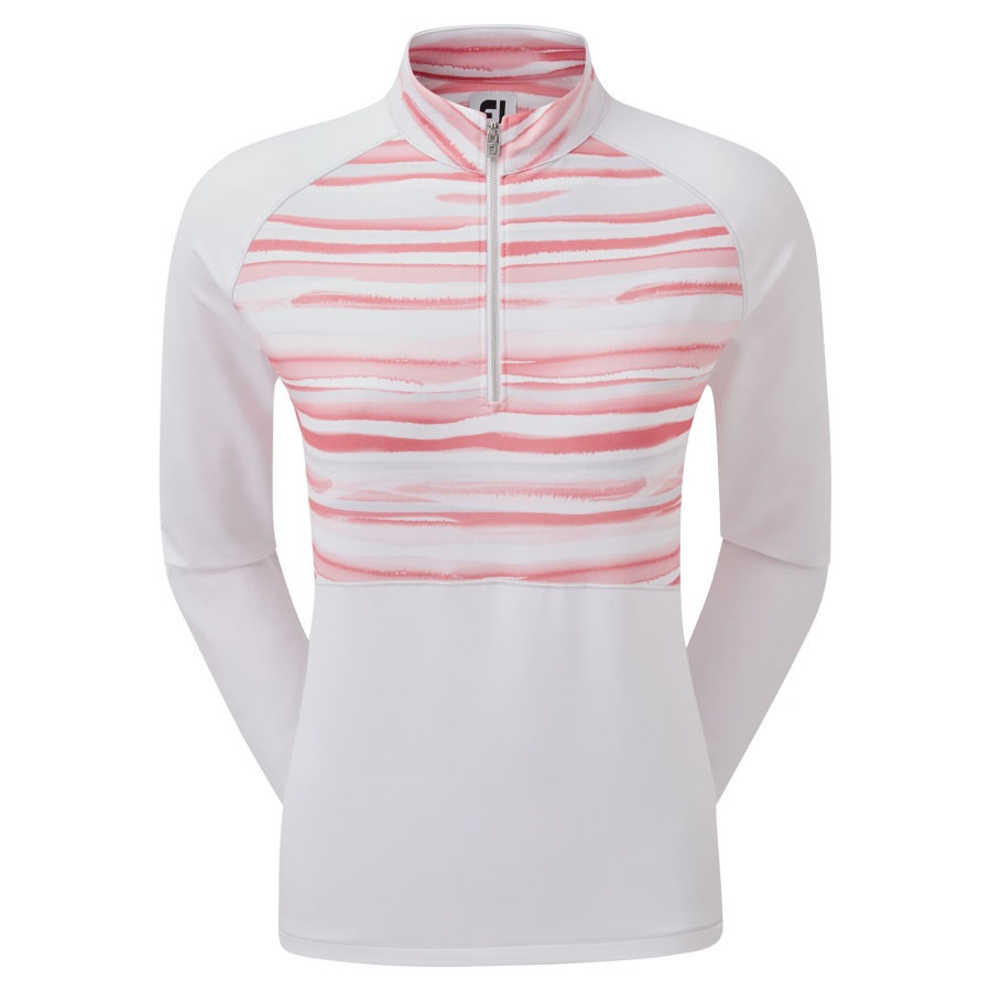 White Footjoy Half-Zip Jersey Watercolour Midlayer