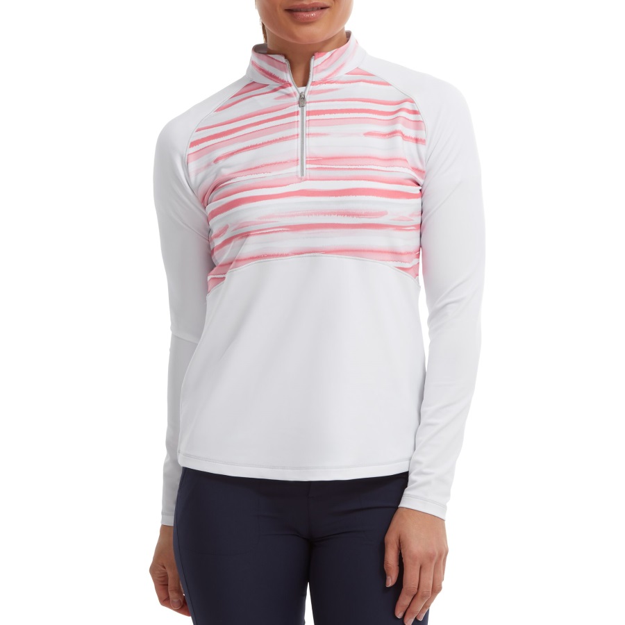 White Footjoy Half-Zip Jersey Watercolour Midlayer