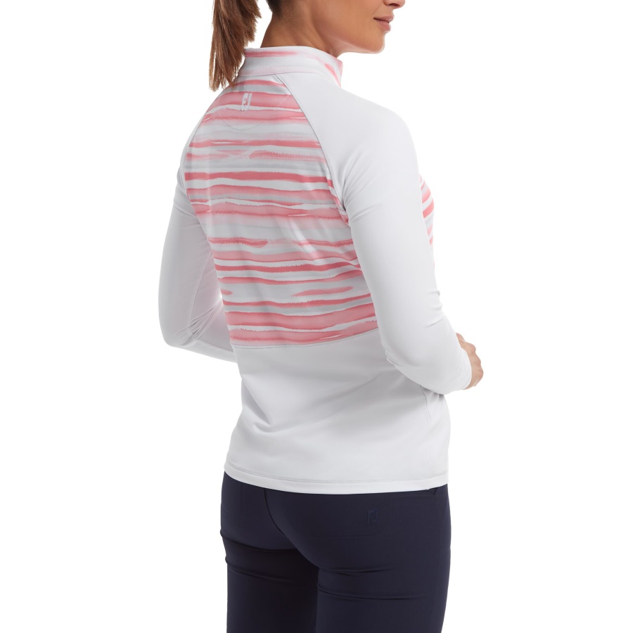 White Footjoy Half-Zip Jersey Watercolour Midlayer