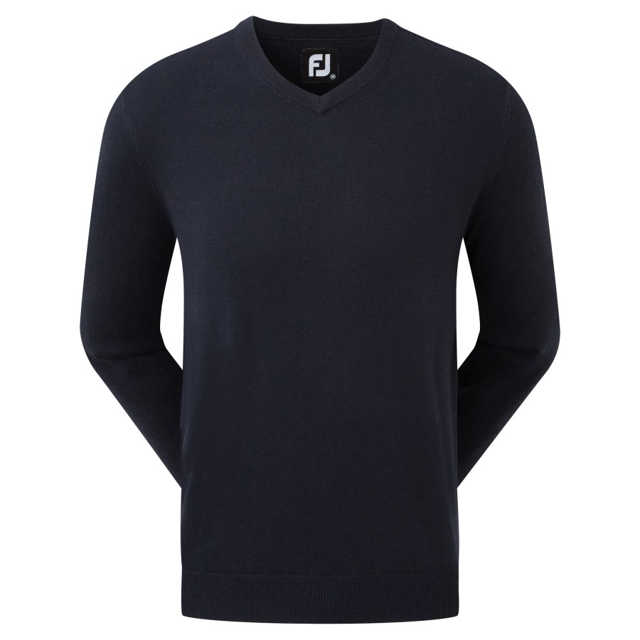 Navy Footjoy Wool Blend V-Neck Pullover