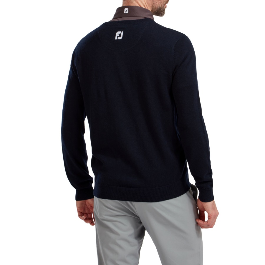 Navy Footjoy Wool Blend V-Neck Pullover