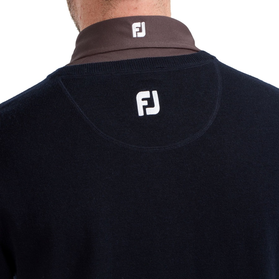 Navy Footjoy Wool Blend V-Neck Pullover