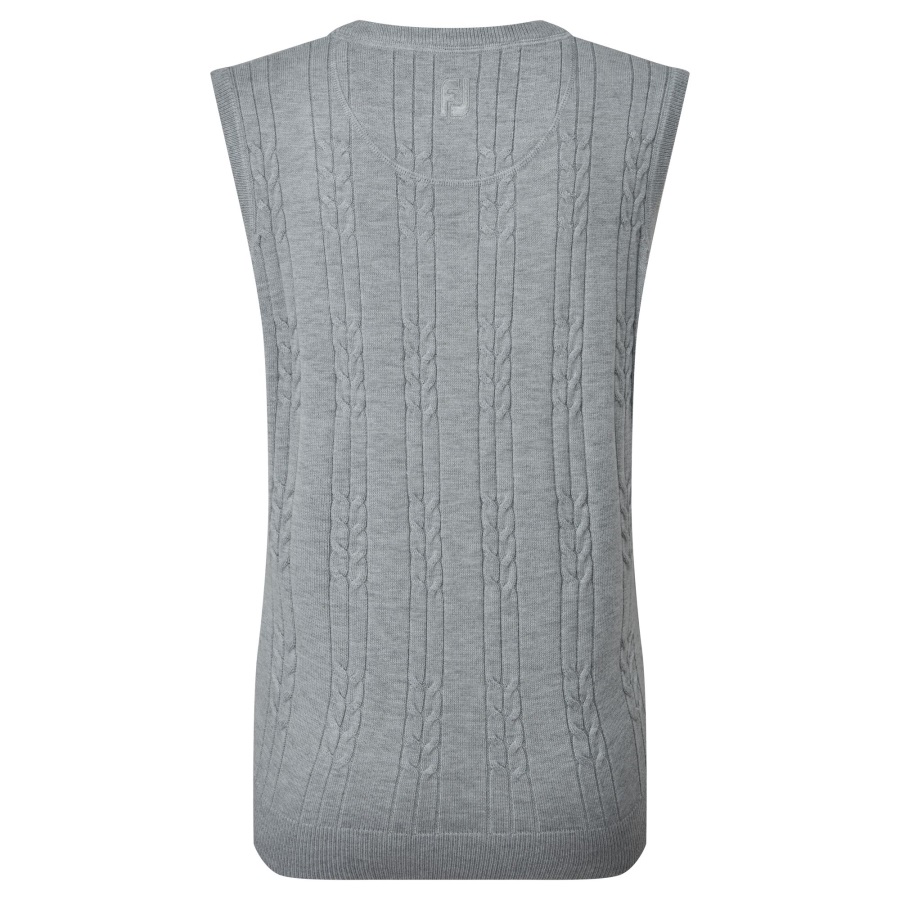 Women's Wool Blend Cable Knit V-Neck Vest Footjoy Grey