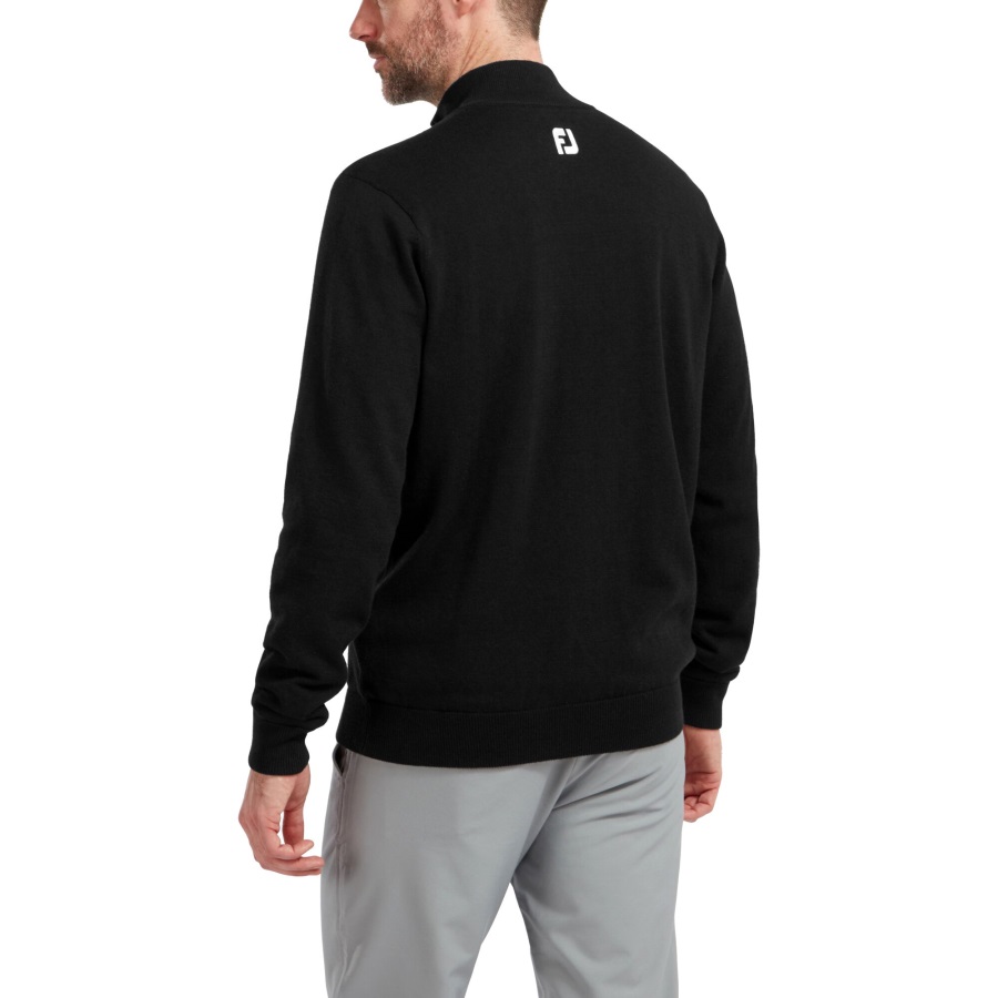 Black Wool Blend 1-2 Zip Lined Pullover Footjoy
